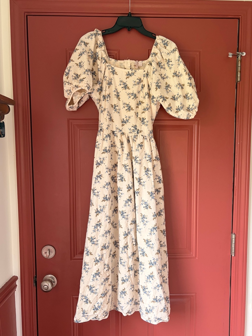 Women's Cream Floral Puff Sleeve Dress / TERESA BLUE HARVEST - DM EXCLUSIVE